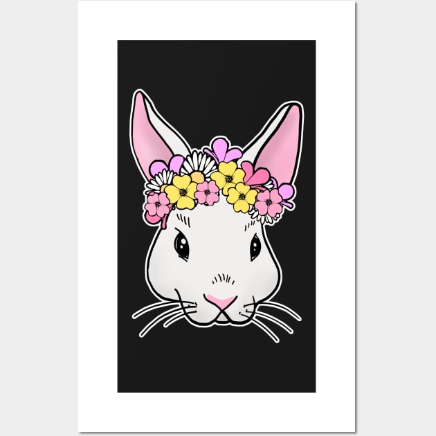 Rabbit with flower head happy easter 2021 Wall Art by Mesyo